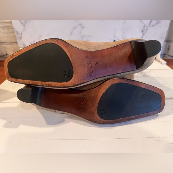 Authentic Cole Haan made in Italy beige suede boots chunky kitten heel Size 7.5 - Picture 3 of 12